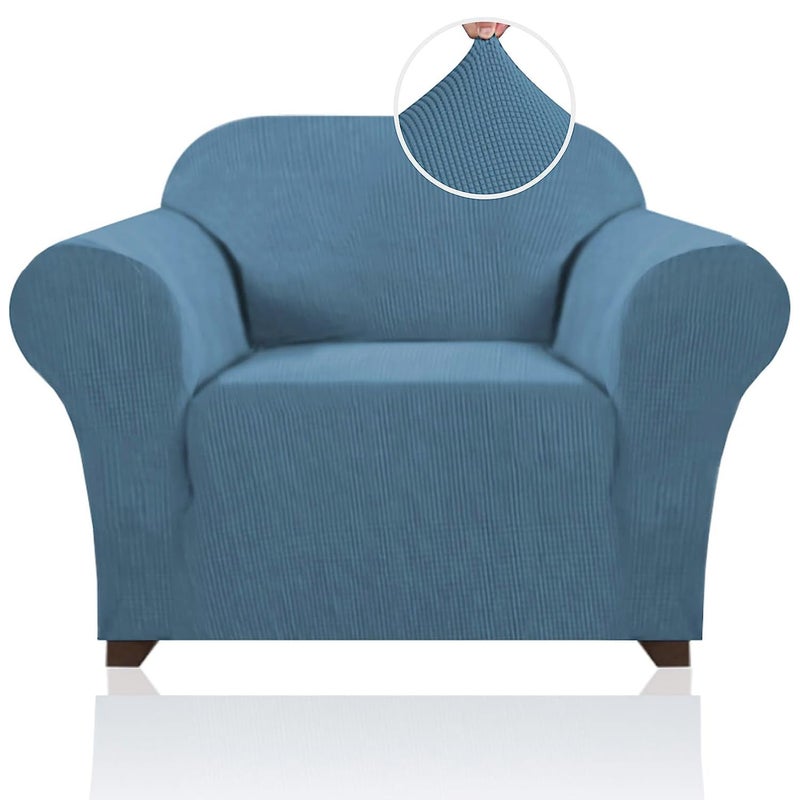 PrinceDeco Stretch Chair Cover Chair Slipcovers with Arms 1-Piece Chair Sofa Slipcovers or Living Room Non Slip Armchair Cover Furniture Protector Dogs Pet Friendly(Armchair,Dusty Blue) - Image 1